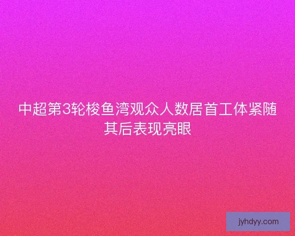 中超第3轮梭鱼湾观众人数居首工体紧随其后表现亮眼